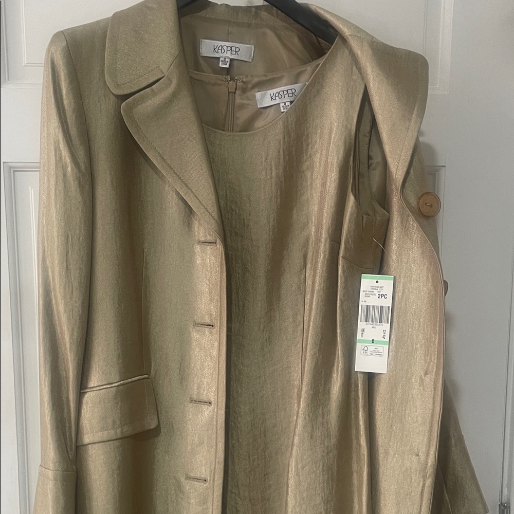 Kasper Women's Metallic Gold Jacket & Dress 2-Piece Set
